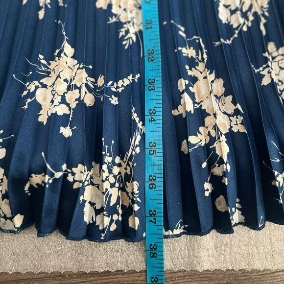 [XL]Abercrombie&Fitch Blue Floral Satin Pleated Tiered Maxi Skirt - Picture 7 of 7